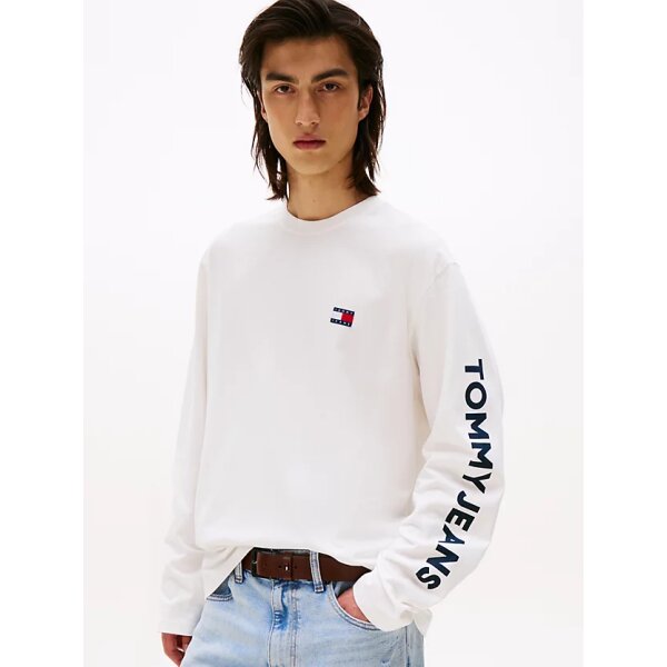DM0DM21976_YBL_main Ανδρική μπλούζα μακρύ μανίκι CLASSICS LS TEE TOMMY JEANS DM0DM21976 λευκό - Image 1