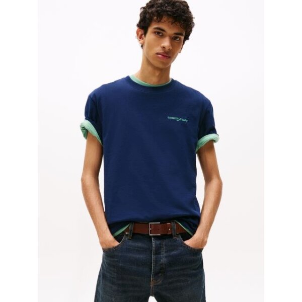 DM0DM21982C1G_main Ανδρική μπλούζα κοντό μανίκι SCRIPT BACK TEE TOMMY JEANS DM0DM21982 μπλε - Image 1