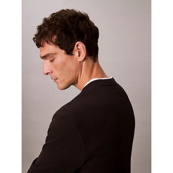 LV040EM217UB1_MO-D3 ΑΝΔΡΙΚΗ ΜΠΛΟΥΖΑ LS WAFFLE BADGE CREWNK TEE  CALVIN KLEIN LV040EM217-UB1 ΜΑΥΡΟ - Image 3