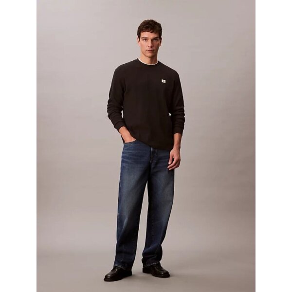 LV040EM217UB1_MO-F2 ΑΝΔΡΙΚΗ ΜΠΛΟΥΖΑ LS WAFFLE BADGE CREWNK TEE  CALVIN KLEIN LV040EM217-UB1 ΜΑΥΡΟ - Image 2