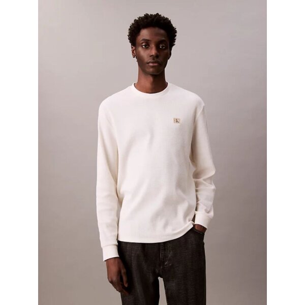 LV040EM217YAS_MO-F1 ΑΝΔΡΙΚΗ ΜΠΛΟΥΖΑ LS WAFFLE BADGE CREWNK TEE  CALVIN KLEIN LV040EM217-YAS ΕΚΡΟΥ - Image 1