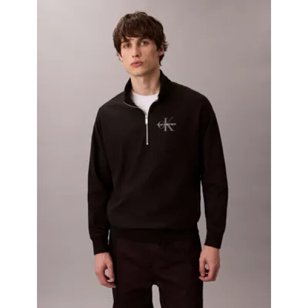 LV04RD236G_UB1_alternate2 Ανδρική φούτερ Terry Relaxed Quarter Zip Sweatshirt CALVIN KLEIN LV04RD236G μαύρο - Image 1