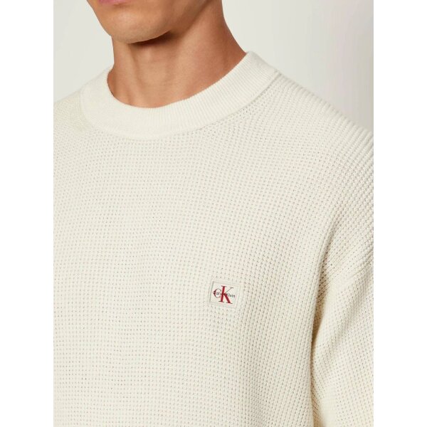 Ανδρική μπλούζα πλεκτή COTTON WAFFLE CRWNK CALVIN KLEIN LV04RD313G-YAS εκρού - Image 3