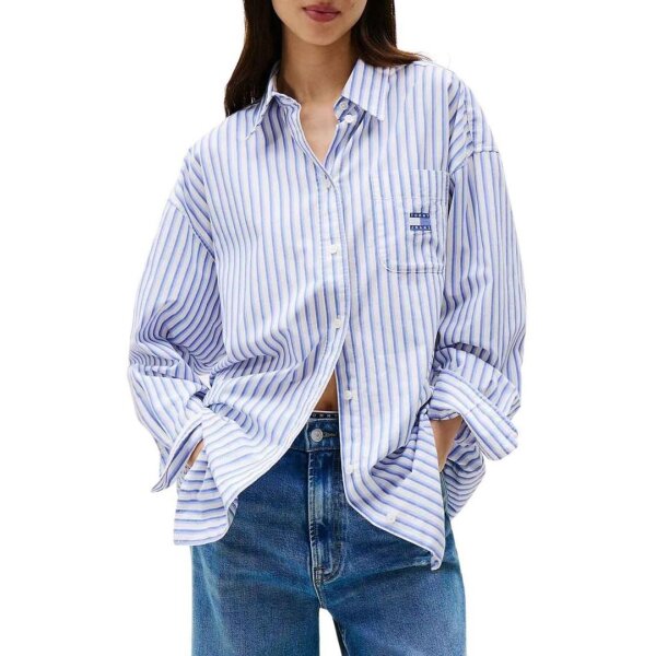 M174645_5l09S4DS ΓΥΝΑΙΚΕΙΟ ΠΟΥΚΑΜΙΣΟ TJW OVS BADGE STRIPE SHIRT TOMMY JEANS DW0DW21450-C5Z - Image 1