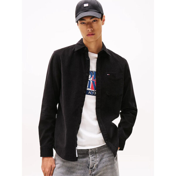 fixedratio_20250910071824_tommy_hilfiger_makrymaniko_kotle_poukamiso_mayro_dm0dm22021_bds ΑΝΔΡΙΚΟ ΠΟΥΚΑΜΙΣΟ TJM REG BABY CORD SHIRT EXT TOMMY JEANS DM0DM22021-BDS - Image 1