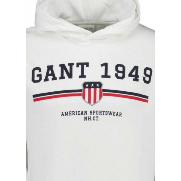 Ανδρική Μπλούζα Φούτερ με κουκούλα GANT 2067042-113 Λευκό - Image 2