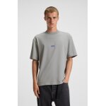 Ανδρική μπλούζα κοντό μανίκι Regular-fit cotton-jersey with blue logo patch 50509991 Γκρί