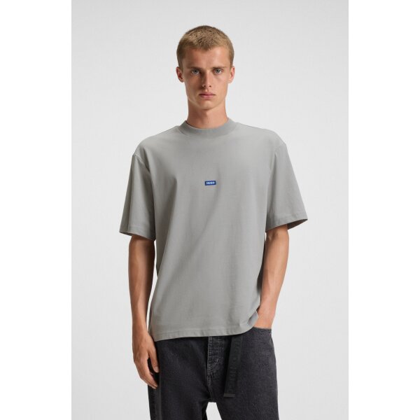 Ανδρική μπλούζα κοντό μανίκι Regular-fit cotton-jersey with blue logo patch 50509991 Γκρί - Image 1