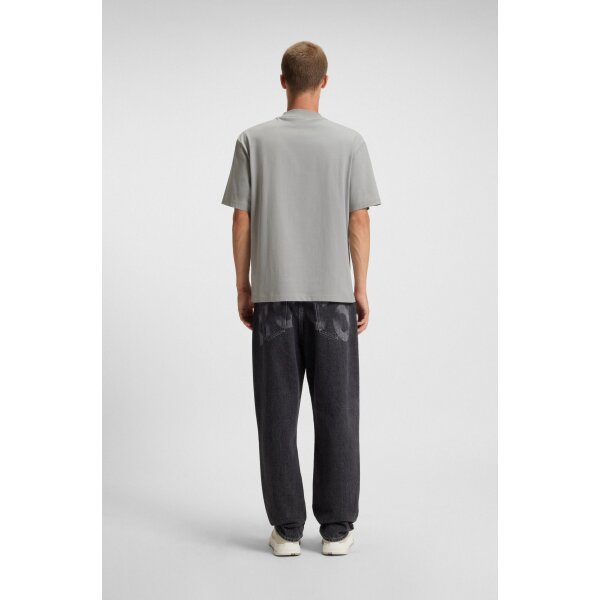 Ανδρική μπλούζα κοντό μανίκι Regular-fit cotton-jersey with blue logo patch 50509991 Γκρί - Image 5