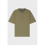 Ανδρική μπλούζα κοντό μανίκι Regular-fit cotton-jersey with blue logo patch 50509991 χακί - Image 4