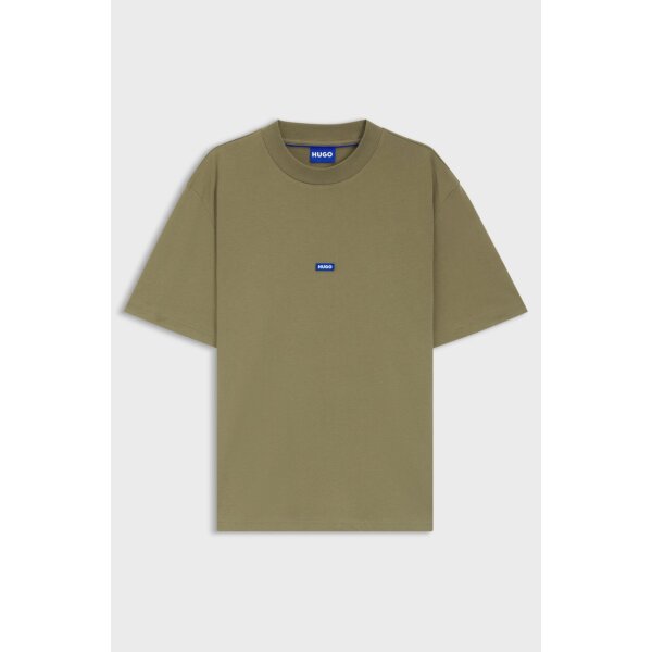 hbeu50509991_345_100 Ανδρική μπλούζα κοντό μανίκι Regular-fit cotton-jersey with blue logo patch 50509991 χακί - Image 4