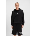 Ανδρική μπλούζα φούτερ Cotton-terry loose-fit hoodie with logo details HUGO 50510724 μαύρο