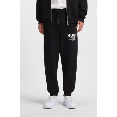 Ανδρικό παντελόνι φούτερ Cotton-terry tracksuit bottoms with logo print HUGO 50510734 μαύρο