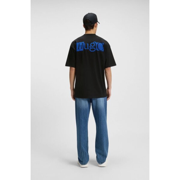 hbeu50542810_001_360 Ανδρική μπλούζα Cotton-jersey T-shirt with puff-print logo HUGO 50542810 μαύρο - Image 2