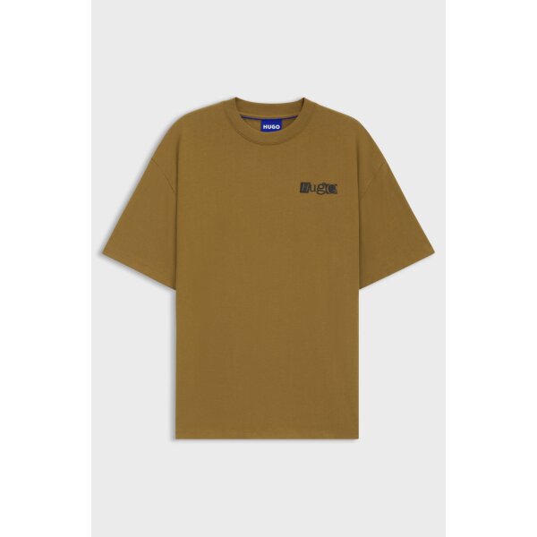 hbeu50542810_352_100 Ανδρική μπλούζα Cotton-jersey T-shirt with puff-print logo HUGO 50542810 καφέ - Image 3