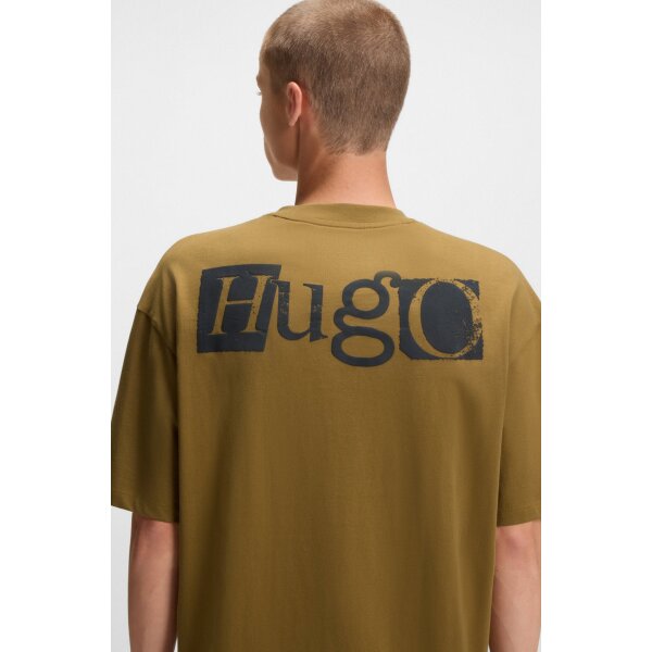 hbeu50542810_352_340 Ανδρική μπλούζα Cotton-jersey T-shirt with puff-print logo HUGO 50542810 καφέ - Image 2