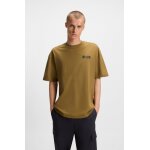 Ανδρική μπλούζα Cotton-jersey T-shirt with puff-print logo HUGO 50542810 καφέ