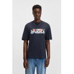 Ανδρική μπλούζα κοντό μανίκι Cotton-jersey T-shirt with graphic logo print 50543485 μπλε