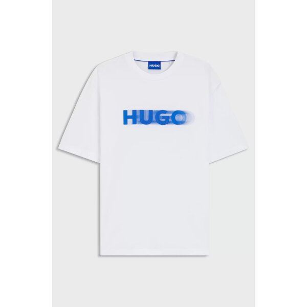 hbeu50543493_110_100 Ανδρική μπλούζα All-gender T-shirt with blurred logo print HUGO 50543493 λευκό - Image 4