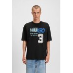 Ανδρική μπλούζα Cotton-jersey T-shirt with logo artwork HUGO 50544168 μαύρο