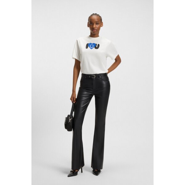hbeu50545053_102_300 ΓΥΝΑΙΚΕΙΑ ΜΠΛΟΥΖΑ Cotton-jersey Happy HUGO graphic  50545053-102 - Image 3