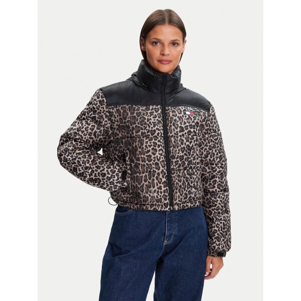 tommy-jeans-mpouphan-kheimoniatiko-dw0dw21967-kaphe-relaxed-fit-0000305373595 ΓΥΝΑΙΚΕΙΟ TJW CROPPED LEOPARD PUFFER TOMMY JEANS DW0DW21967-0HD - Image 1