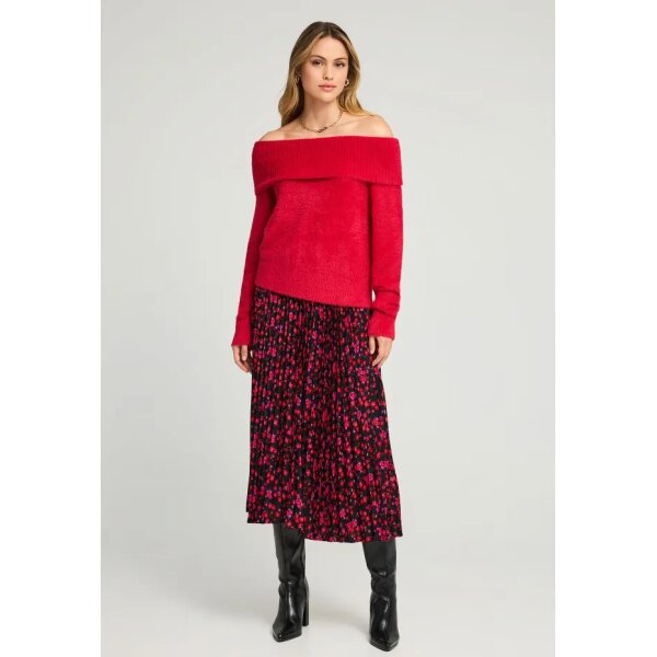 FBL012-120-09_SCARLET_RED_2 Γυναικείο Πλεκτό με Λαιμόκοψη FUNKY BUDDHA FBL012-120-09-SCARLET RED - Image 1