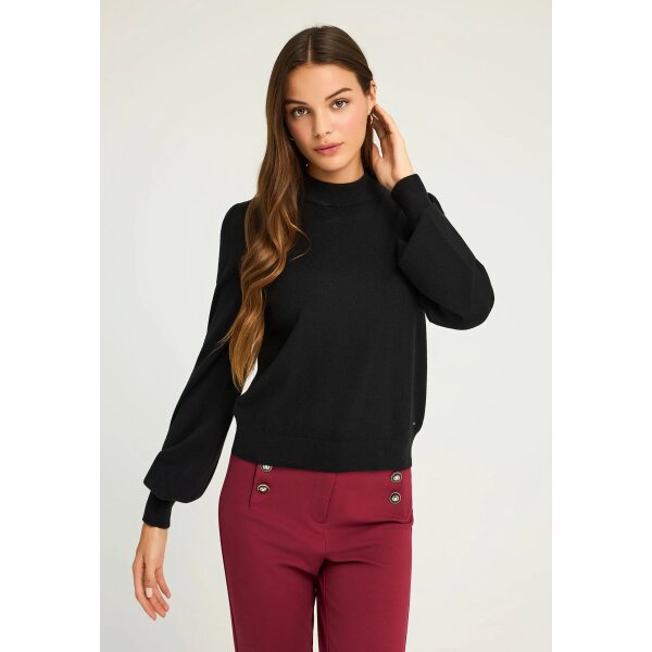 FBL012-123-09_BLACK_1 Γυναικείο Πλεκτό με Λαιμόκοψη FUNKY BUDDHA FBL012-123-09-BLACK - Image 1