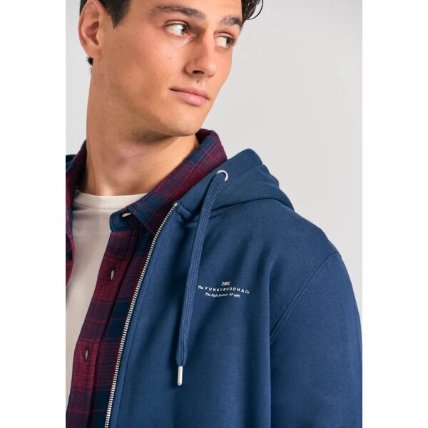 Ανδρική Ζακέτα Φούτερ Με Κουκούλα FUNKY BUDDHA FBM012-001-06 ΜΠΛΕ - Image 5