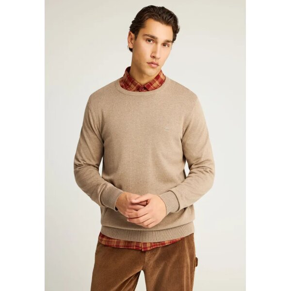 Ανδρικό Πλεκτό με Λαιμόκοψη FUNKY BUDDHA FBM012-001-09 ΚΑΦΕ - Image 1