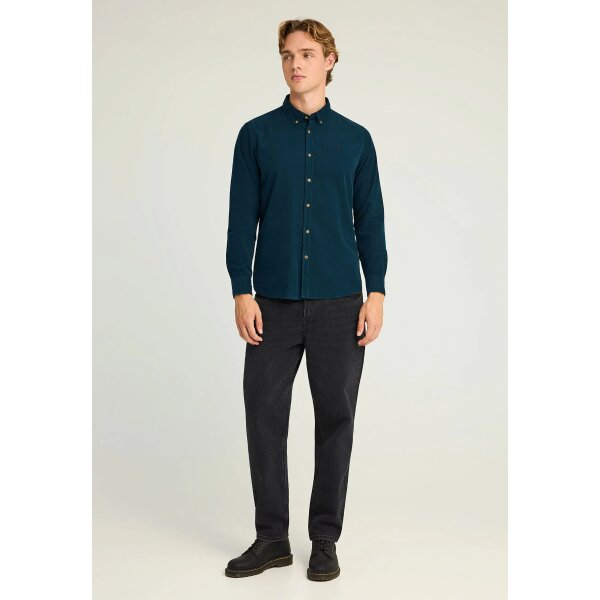 FBM012-003-05_INDIAN_TEAL_2 Ανδρικό Πουκάμισο Basic FUNKY BUDDHA FBM012-003-05 ΜΠΛΕ - Image 3