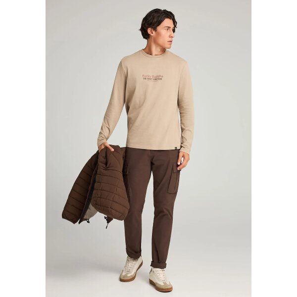 Ανδρική Μπλούζα Με Μακρύ Μανίκι FUNKY BUDDHA FBM012-003-07-LT CIGAR - Image 2