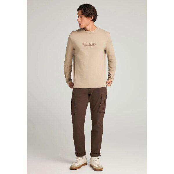 Ανδρική Μπλούζα Με Μακρύ Μανίκι FUNKY BUDDHA FBM012-003-07-LT CIGAR - Image 5
