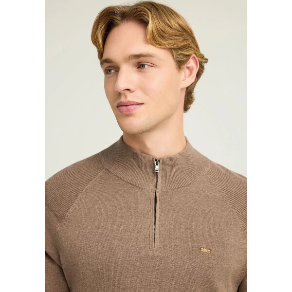 Ανδρικό Πλεκτό Με Φερμουάρ FUNKY BUDDHA FBM012-003-09 ΚΑΦΕ - Image 4