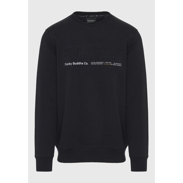 FBM012-008-06_BLACK_6 Ανδρικό Φούτερ Με Λαιμόκοψη FUNKY BUDDHA FBM012-008-06 ΜΑΥΡΟ - Image 1