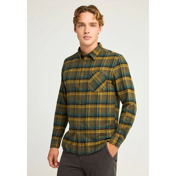 Ανδρικό Πουκάμισο Καρό FUNKY BUDDHA FBM012-029-05 DUSTY OLIVE - Image 1