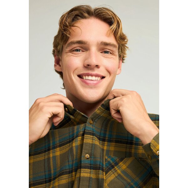 Ανδρικό Πουκάμισο Καρό FUNKY BUDDHA FBM012-029-05 DUSTY OLIVE - Image 3