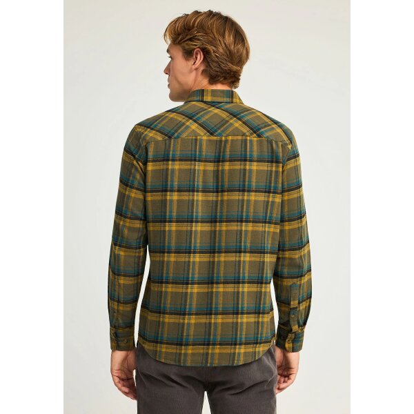 Ανδρικό Πουκάμισο Καρό FUNKY BUDDHA FBM012-029-05 DUSTY OLIVE - Image 4