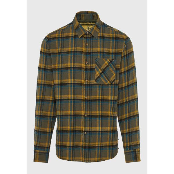 Ανδρικό Πουκάμισο Καρό FUNKY BUDDHA FBM012-029-05 DUSTY OLIVE - Image 5