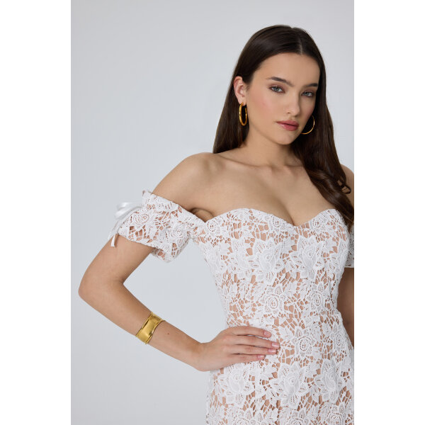 Δαντελένιο Φόρεμα Johana Strapless Δαντέλα MIND MATTER MML25-01-07-027_WHITE - Image 3