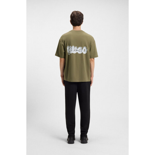 20250915121345_39ea0549 Ανδρική μπλούζα All-gender cotton-jersey with logo prints HUGO BLUE  50549769 Χακί - Image 5