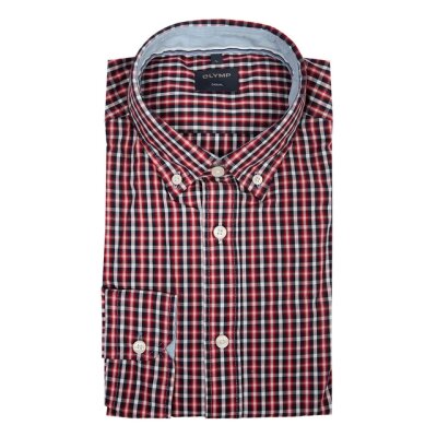 Ανδρικό πουκάμισο Casual Καρώ Μπλέ OLYMP 4010/84/35