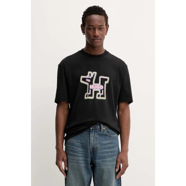 Ανδρική μπλούζα All-gender cotton-jersey with graphic print HUGO BLUE  50549162 Μαύρο - Image 1