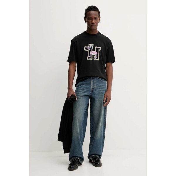 Ανδρική μπλούζα All-gender cotton-jersey with graphic print HUGO BLUE  50549162 Μαύρο - Image 2