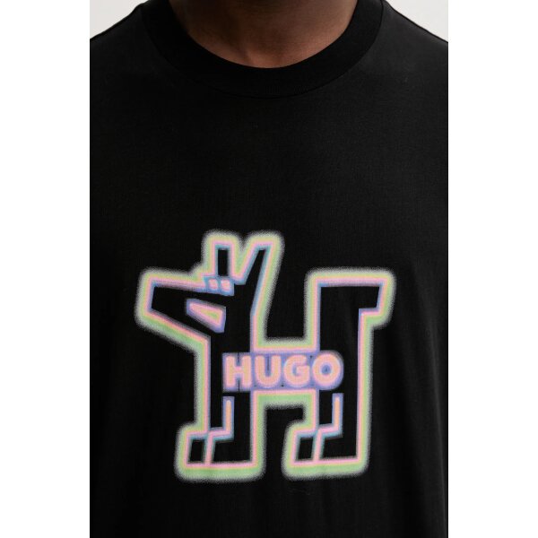 Ανδρική μπλούζα All-gender cotton-jersey with graphic print HUGO BLUE  50549162 Μαύρο - Image 5