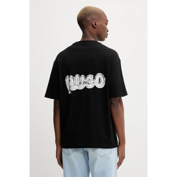 AW25-TSM1BC-99X_F1 Ανδρική μπλούζα All-gender cotton-jersey with logo prints HUGO BLUE  50549769 μαύρο - Image 2