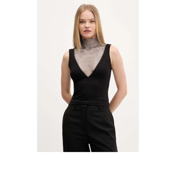 CA020184_1-DtCH2Sis Γυναικείο Top Με Στρας Μαύρο Karl Lagerfeld Jeans A4W17032-999 - Image 1