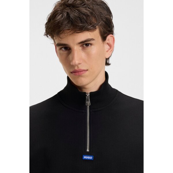 Ανδρικό φούτερ με zip Cotton-terry sweatshirt with logo patch 50522367 μαύρο - Image 3