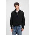 Ανδρικό φούτερ με zip Cotton-terry sweatshirt with logo patch 50522367 μαύρο