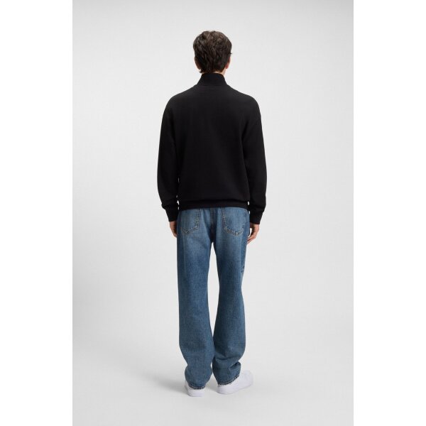 Ανδρικό φούτερ με zip Cotton-terry sweatshirt with logo patch 50522367 μαύρο - Image 4